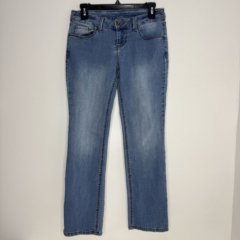 Womens Natural Reflections Jeans Straight Leg Size 2 Petite Denim Light